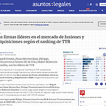 Las firmas lderes en el mercado de fusiones y adquisiciones segn el ranking de TTR